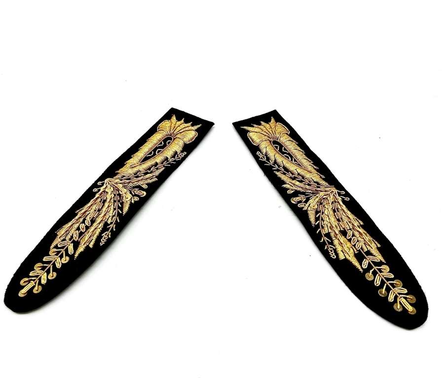 Alamari con fiorame per ufficiale da giacca dorati 16 cm panno blu