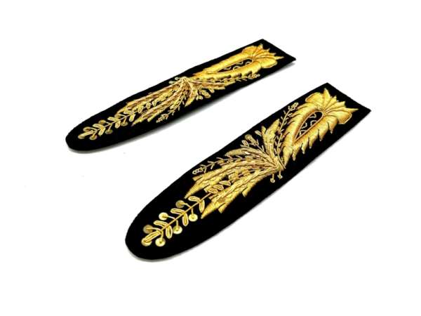 Alamari con fiorame per ufficiale da giacca dorati 16 cm panno blu - immagine 2