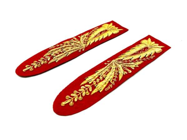 Alamari con fiorame per ufficiale da giacca dorati 16 cm panno rosso - immagine 2