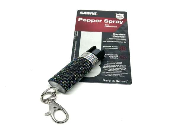 Spray al Peperoncino 5 Spruzzi Glitterato Nero con Portachiavi