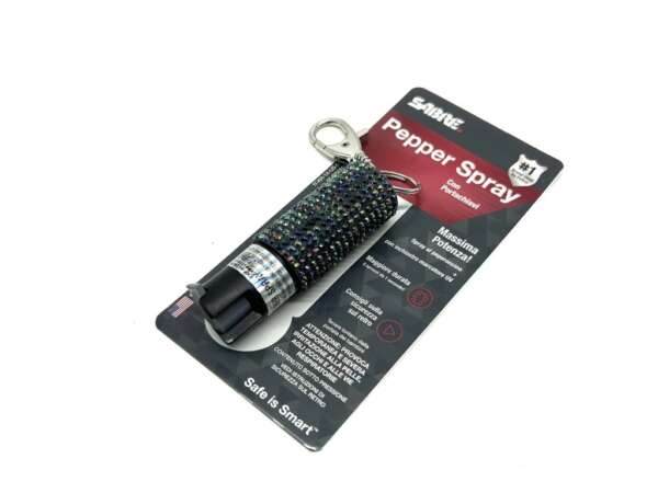 Spray al Peperoncino 5 Spruzzi Glitterato Nero con Portachiavi - immagine 2