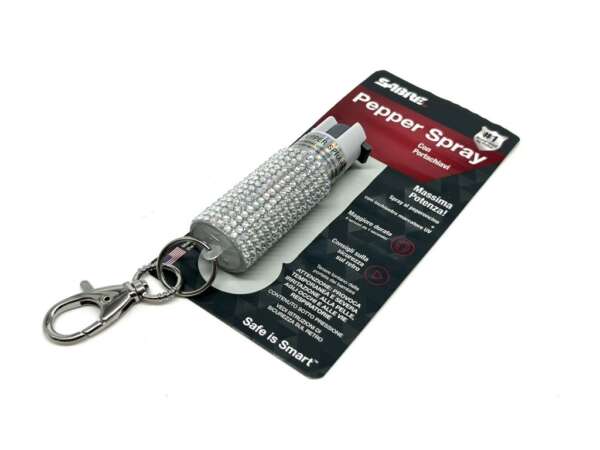 Spray al Peperoncino 5 Spruzzi Glitterato Grigio con Portachiavi