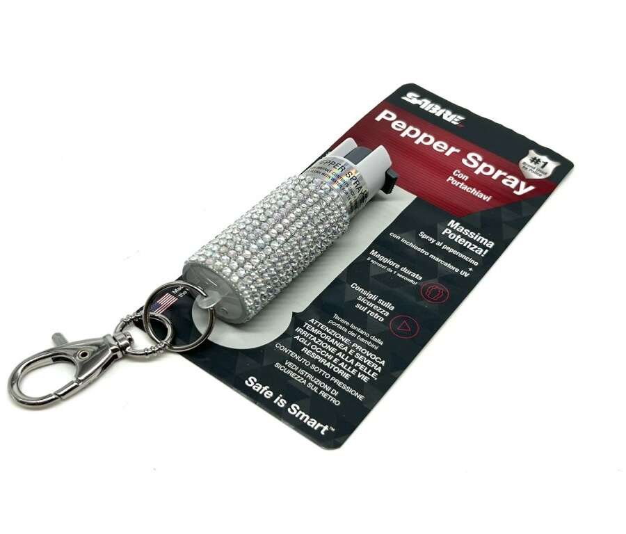 Spray al Peperoncino 5 Spruzzi Glitterato Grigio con Portachiavi