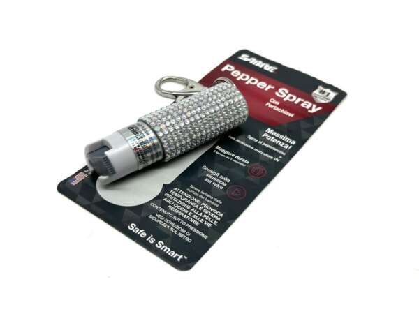 Spray al Peperoncino 5 Spruzzi Glitterato Grigio con Portachiavi - immagine 2