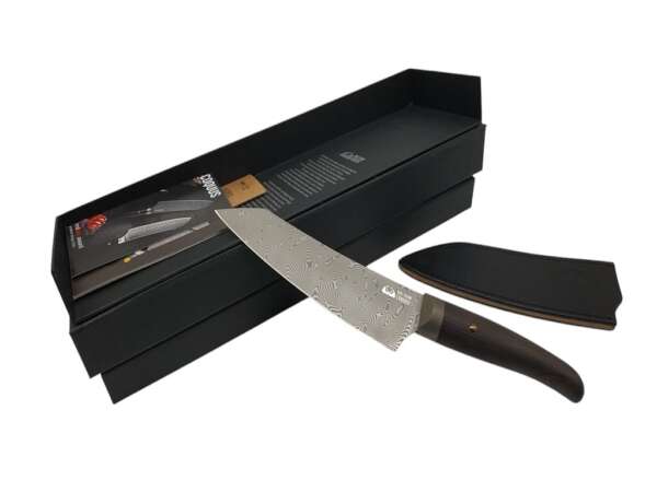 Coltello Due Cigni Damascato Coquus Heritage Kengata da chef lama cm 18