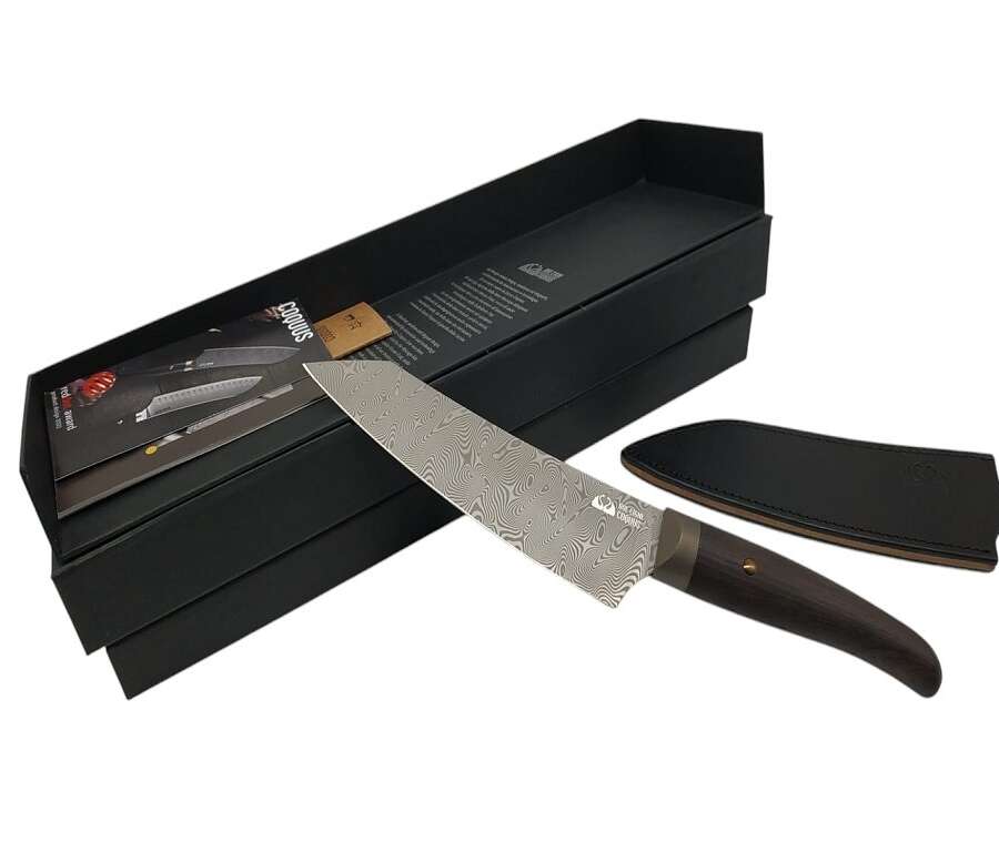 Coltello Due Cigni Damascato Coquus Heritage Kengata da chef lama cm 18
