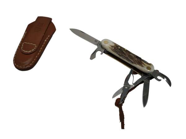 Coltello Fox Venarotes Multiuso manico in corno di cervo lama M390 con fodero in cuoio - immagine 2