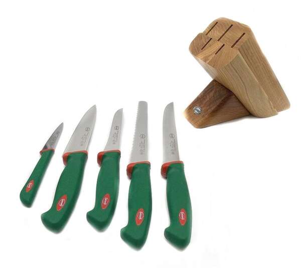 Ceppo Sanelli con 5 coltelli da cucina
